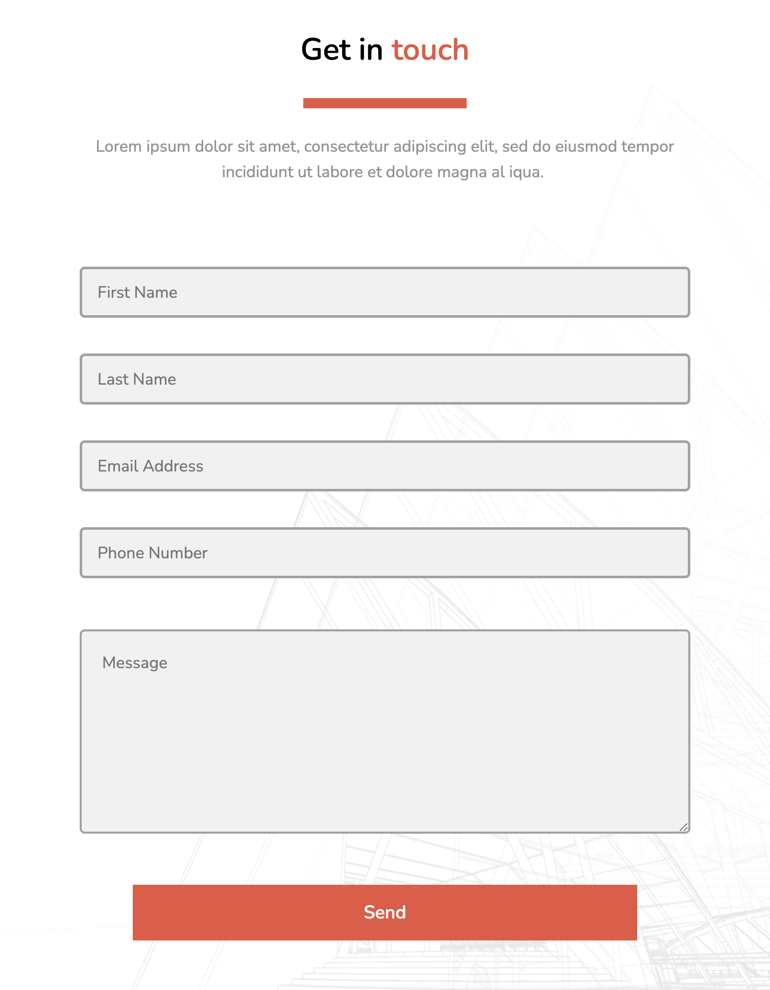 Contact designs for websites: Trendy Contact Form Tablet